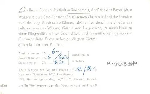 AK / Ansichtskarte Bodenmais Cafe Pension Math. Gaissl Bodenmais