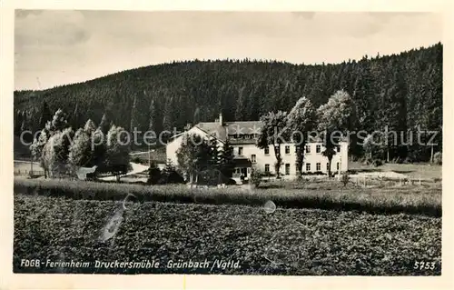 AK / Ansichtskarte Gruenbach_Vogtland Ferienheim Druckersmuehle  Gruenbach_Vogtland