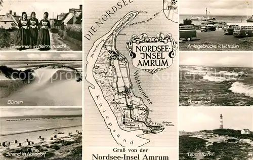 AK / Ansichtskarte Insel_Amrum Leuchtturm Friesinnen Heimattracht Wittduen Norddorf  Insel Amrum