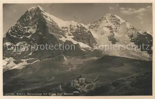 AK / Ansichtskarte Kleine_Scheidegg_Interlaken Berghotels mit Blick zu Eiger und Moench Berner Alpen Kleine_Scheidegg