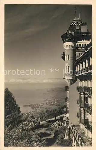 AK / Ansichtskarte Montreux_VD Hotel mit Blick auf Genfersee Montreux VD