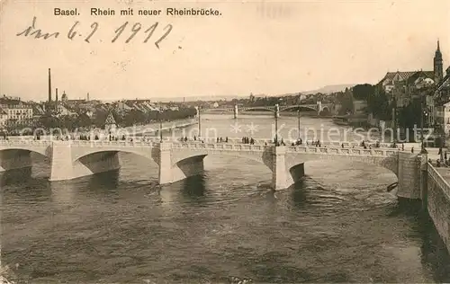 AK / Ansichtskarte Basel_BS Rhein mit neuer Rheinbruecke Basel_BS