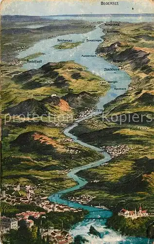 AK / Ansichtskarte Schaffhausen_SH Rheinfall Bodensee aus der Vogelperspektive Schaffhausen SH