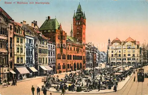 AK / Ansichtskarte Basel_BS Rathaus Marktplatz Basel_BS