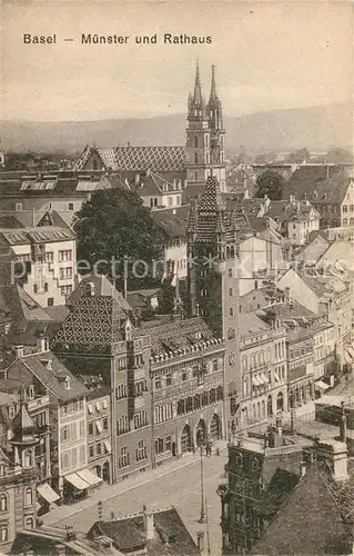 AK / Ansichtskarte Basel_BS Stadtbild mit Muenster und Rathaus Basel_BS