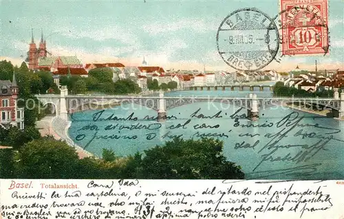AK / Ansichtskarte Basel_BS Totalansicht mit Rhein Rheinbruecken Muenster Basel_BS