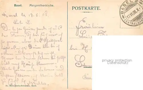 AK / Ansichtskarte Basel_BS Margarethenkirche Basel_BS