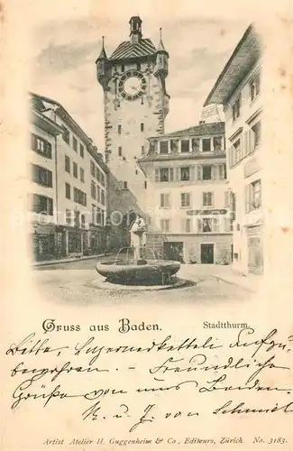 AK / Ansichtskarte Baden_AG Stadtturm Brunnen Baden_AG