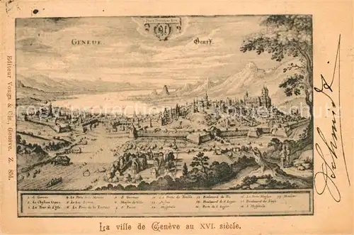 AK / Ansichtskarte Geneve_GE La Ville au XVI siecle Alter Stich Kuenstlerkarte Geneve_GE