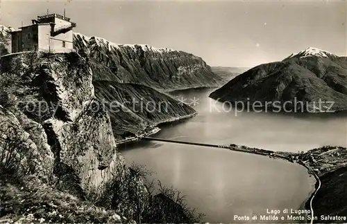 AK / Ansichtskarte Lago_di_Lugano Ponte di Melide e Monte San Salvatore Lago_di_Lugano