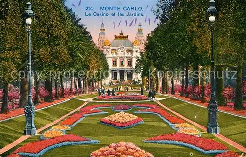 AK / Ansichtskarte Monte Carlo Le Casino et les Jardins Kuenstlerkarte Monte Carlo