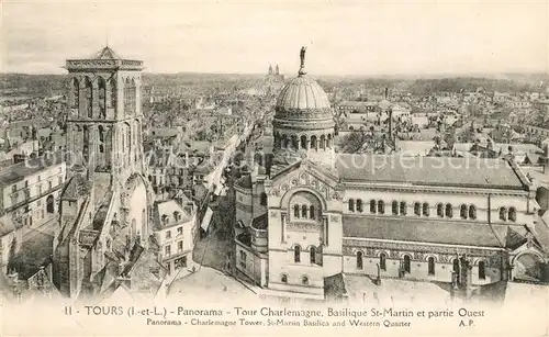 AK / Ansichtskarte Tours_Indre et Loire Panorama Tour Charlemagne Basilique Saint Martin Tours Indre et Loire