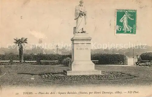 AK / Ansichtskarte Tours_Indre et Loire Place des Artes Denkmal Rabelais Tours Indre et Loire