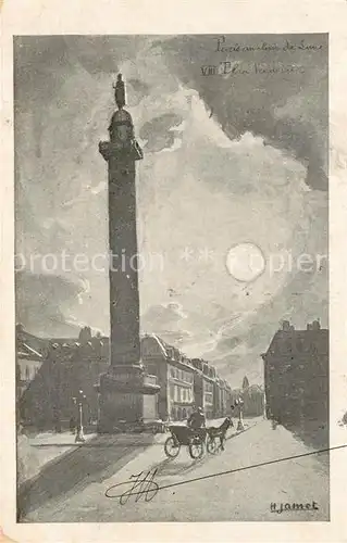 AK / Ansichtskarte Paris Denkmal Mondscheinkarte Kuenstlerkarte Hjamet Paris