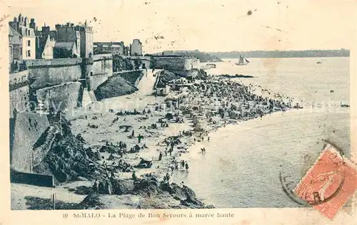AK / Ansichtskarte Saint Malo_Ille et Vilaine_Bretagne Strand Stadtmauer Saint Malo_Ille et Vilaine