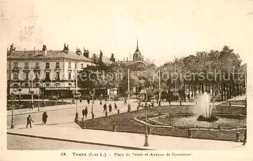 AK / Ansichtskarte Tours_Indre et Loire Place du Palais Brunnen Tours Indre et Loire