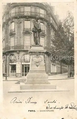 AK / Ansichtskarte Paris Denkmal Shakespeare Paris