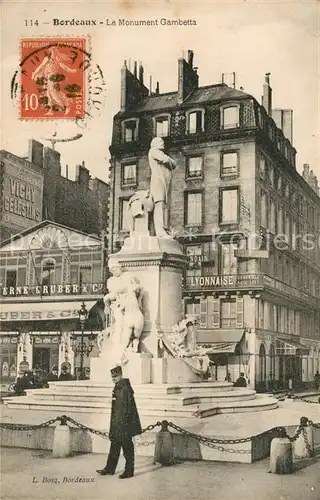 AK / Ansichtskarte Bordeaux Denkmal Gambetta Bordeaux