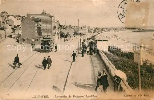 AK / Ansichtskarte Havre_Le Boulevard Maritime Strassenbahn Strand Havre_Le