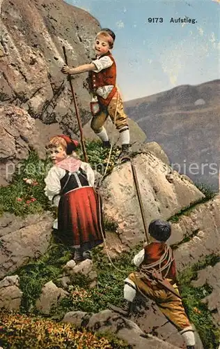 AK / Ansichtskarte Bergsteigen_Klettern Kinder Trachten Adelboden Bergsteigen_Klettern