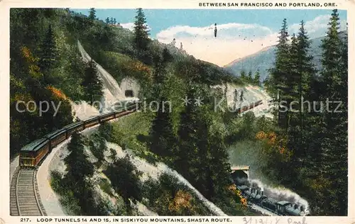 AK / Ansichtskarte Eisenbahn Loop Tunnels 14 and 15 Siskiyou Mountains Shasta Route  Eisenbahn