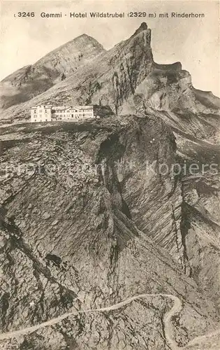 AK / Ansichtskarte Gemmipass_Wallis Hotel Wildstrubel mit Rinderhorn Berner Alpen Gemmipass Wallis