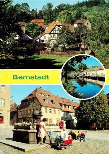 AK / Ansichtskarte Bernstadt_Loebau Teilansichten Marktplatz Brunnen Partie an der Eigen Bernstadt_Loebau