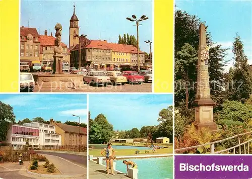 AK / Ansichtskarte Bischofswerda Altmarkt Kreiskulturhaus Freibad Postsaeule Bischofswerda