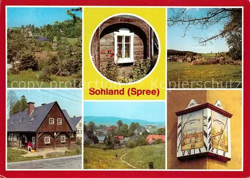 AK / Ansichtskarte Sohland_Spree Oberdorf Fenster Umgebindehaus Heimatmuseum Sonnenuhr Sohland_Spree