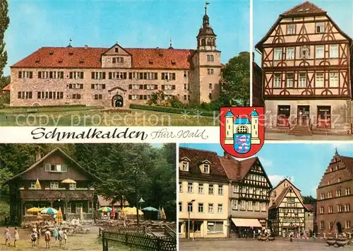 AK / Ansichtskarte Schmalkalden Schloss Wilhelmsburg Lutherhaus Fachwerkhaus HOG Ehrental Altmarkt Wappen Schmalkalden