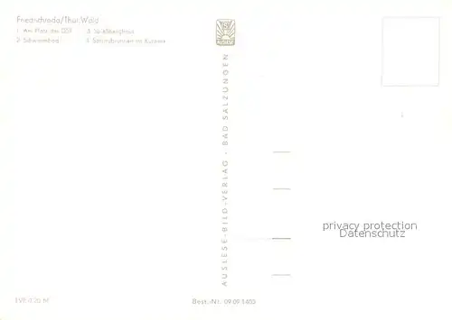 AK / Ansichtskarte Friedrichroda Platz der DSF Schwimmbad Freibad Spiessberghaus Springbrunnen Kurpark Friedrichroda