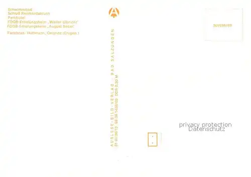 AK / Ansichtskarte Friedrichroda Schwimmbad Freibad Schloss Reinhardsbrunn FDGB Erholungsheime Friedrichroda