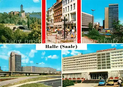 AK / Ansichtskarte Halle_Saale Burg Giebichenstein Klement Gottwald Strasse Thaelmannplatz Interhotel Stadt Halle Halle_Saale