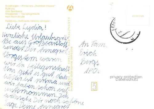 AK / Ansichtskarte Heiligenstadt_Eichsfeld Heilbad Rathaus Sparkasse Fachwerkhaus Kneippbad Karl Marx Strasse Knickhagen Portal Zwelchenhaus Wappen Heiligenstadt_Eichsfeld