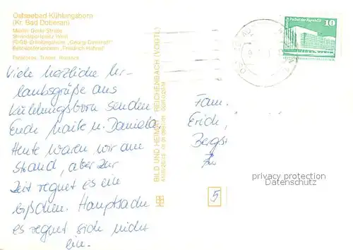 AK / Ansichtskarte Kuehlungsborn_Ostseebad Maxim Gorki Strasse Strandsportplatz FDGB Erholungsheim Georgi Dimitroff Betriebsferienheim Friedrich Haehnel Kuehlungsborn_Ostseebad