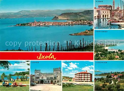 AK / Ansichtskarte Izola Kuestenpanorama Hafen von Piran Portoroz Strunjan Koper Ankaran Badestrand Izola