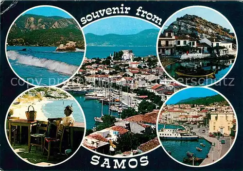 AK / Ansichtskarte Samos_Griechenland Kueste Brandung Cafe Hafen Panorama Meerblick 