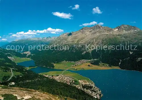 AK / Ansichtskarte Silvaplana_GR Surlej Champfer St Moritz Engadin Alpenpanorama Fliegeraufnahme Silvaplana_GR