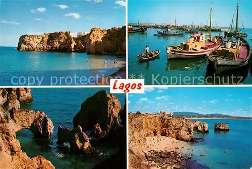 AK / Ansichtskarte Lagos_Algarve Aspectos da Costa e Barcos Kuestenpanorama Fischkutter 