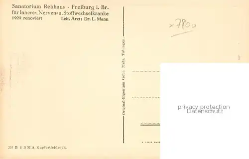 AK / Ansichtskarte Freiburg_Breisgau Sanatorium Rebhaus Freiburg Breisgau