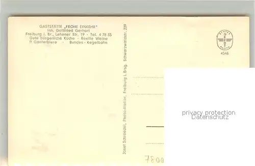 AK / Ansichtskarte Freiburg_Breisgau Gaststaette Frohe Einkehr Gaststube Freiburg Breisgau