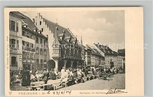 AK / Ansichtskarte Freiburg_Breisgau Marktplatz mit Kaufhaus Freiburg Breisgau