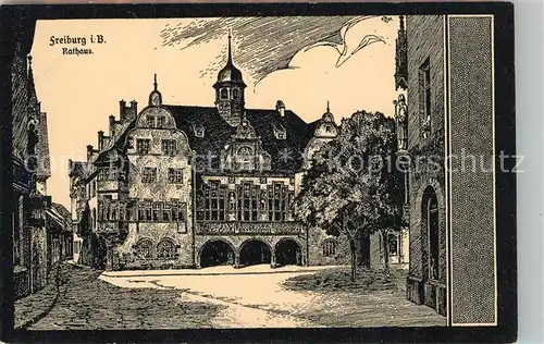 AK / Ansichtskarte Freiburg_Breisgau Rathaus Zeichnung Freiburg Breisgau