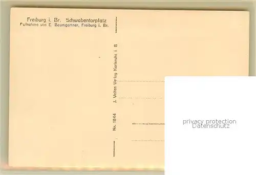 AK / Ansichtskarte Freiburg_Breisgau Schwabentorplatz Gasthof zum Storchen Muensterturm Freiburg Breisgau