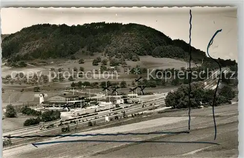 AK / Ansichtskarte Gruibingen Autobahn Raststaette Fliegeraufnahme Gruibingen