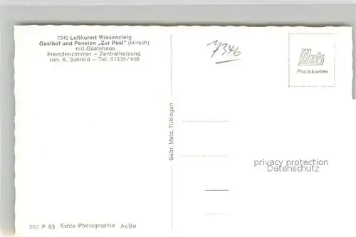 AK / Ansichtskarte Wiesensteig Panorama mit Gasthof Zur Post Wiesensteig