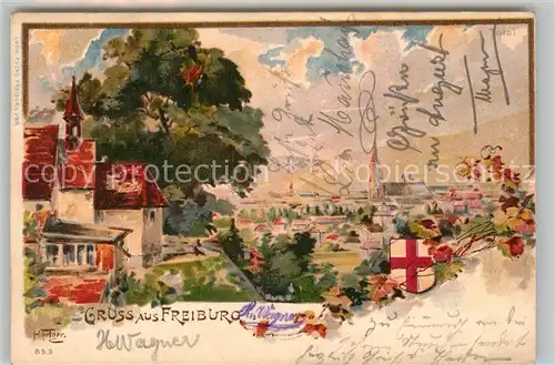 AK / Ansichtskarte Freiburg_Breisgau Total Kuenstlerkarte Freiburg Breisgau