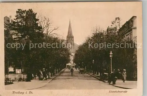 AK / Ansichtskarte Freiburg_Breisgau Eisenbahnstrasse Muensterturm Freiburg Breisgau