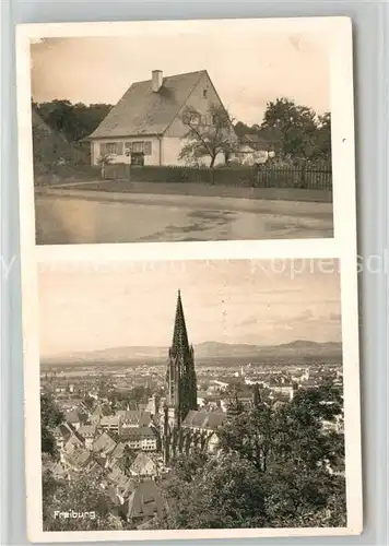 AK / Ansichtskarte Freiburg_Breisgau Wohnhaus Stadtansicht mit Muenster Freiburg Breisgau