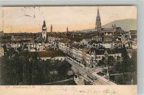 AK / Ansichtskarte Freiburg_Breisgau Stadtansicht mit Muenster Freiburg Breisgau